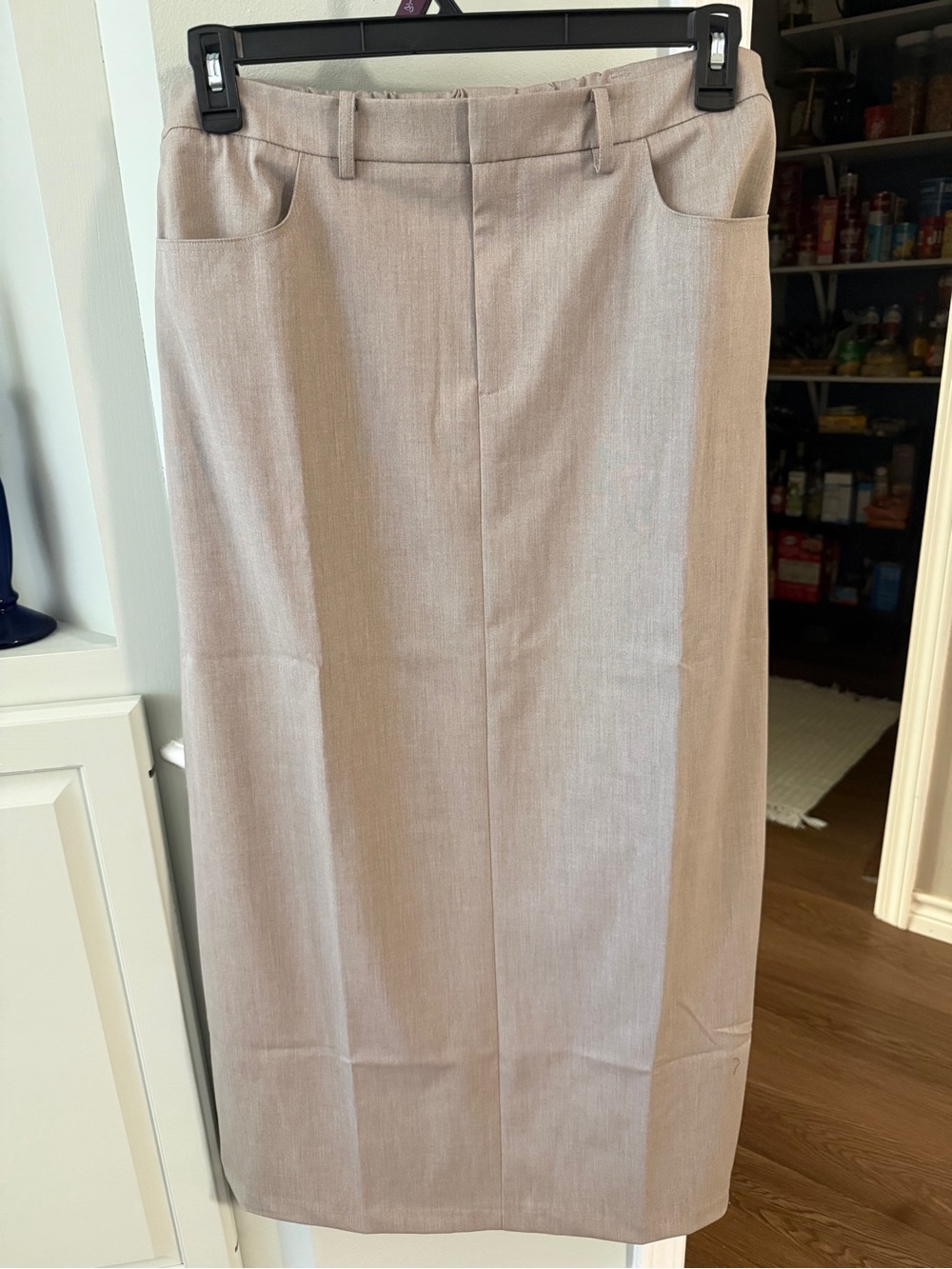 Neutral Taupe Maxi Skirt with Clean Front Seam